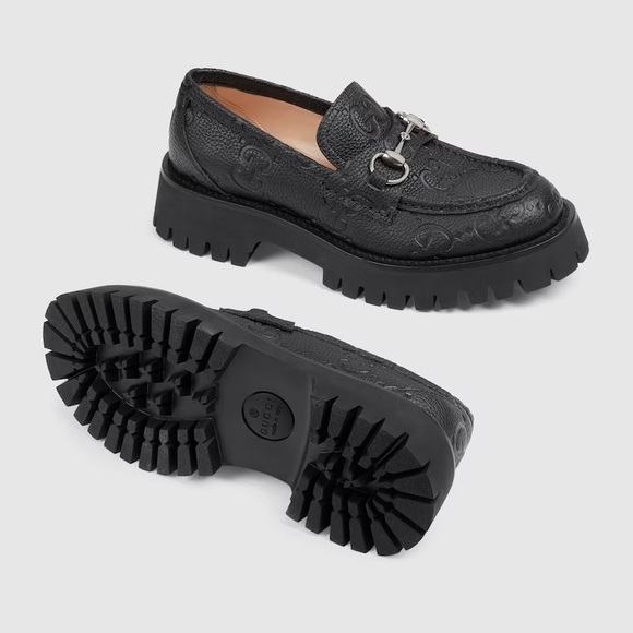 BRAND NEW: Gucci - GG logo-debossed leather lug loafers - Picture 12 of 13